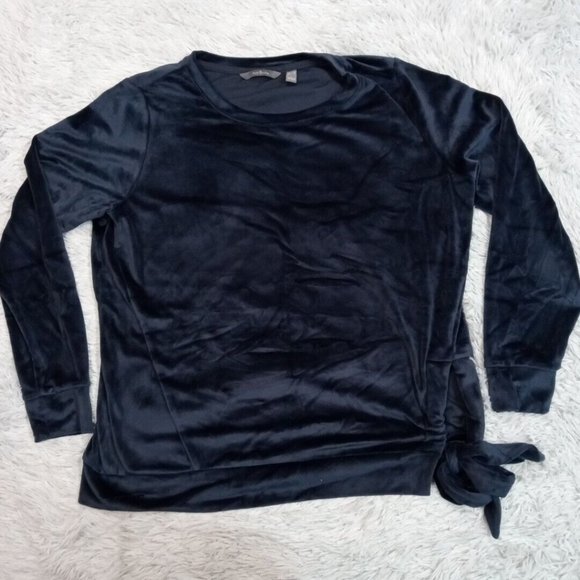 Anybody Womens Shirt Top Blouse‎ Blue Medium Velour Side Detail Pullover - Picture 1 of 10